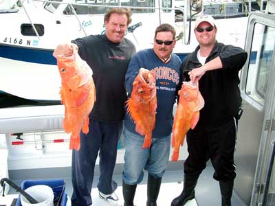 Big Blue Charters fishing guests with Alaska Ling Cod.