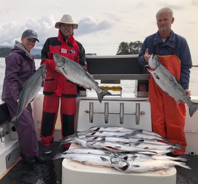 July 31, 2019 - Deck full of Alaska Salmon while fishing with Big Blue Charters.