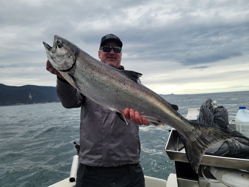 June 9 - Nice Salmon caught by guest. Big Blue Charters Salmon Fishing, Sitka Alaska.